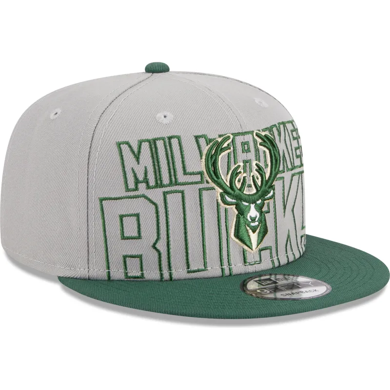 szara-i-zielona-czapka-z-daszkiem-snapback-9fifty-draft-edition-2023-milwaukee-bucks-nba-new-era