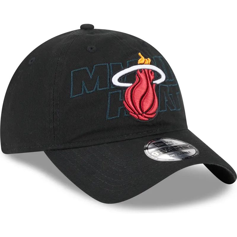 czarna-regulowana-czapka-z-zakrzywionym-daszkiem-9twenty-draft-edition-2023-miami-heat-nba-new-era