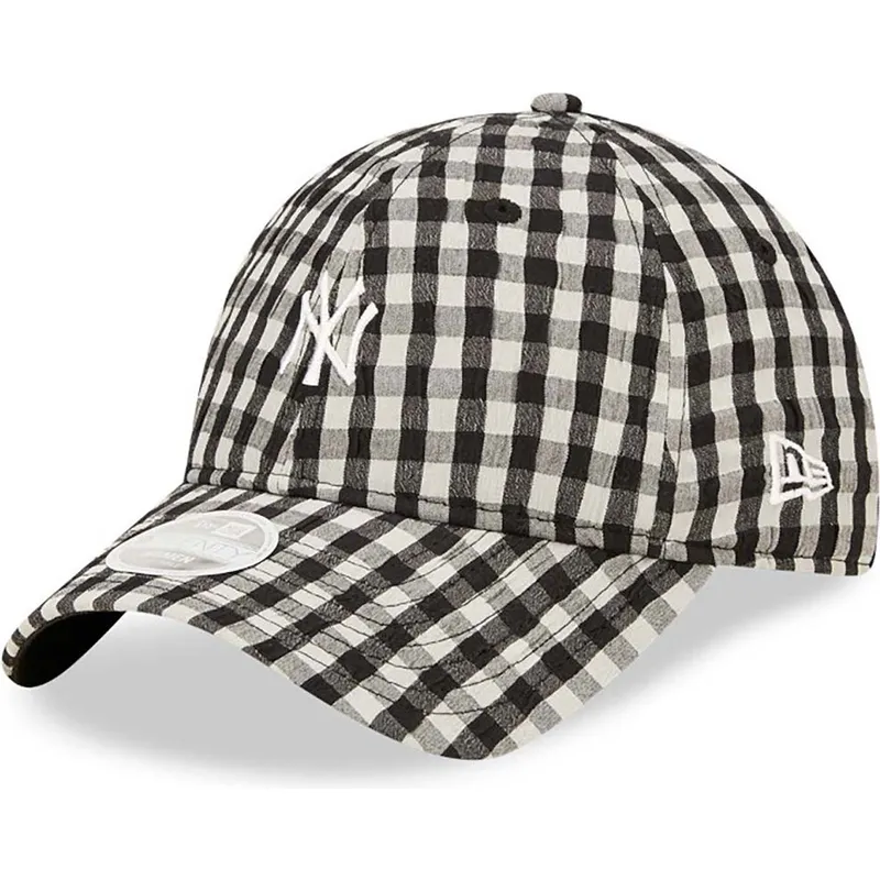 czapki-curva-czarny-tasma-regulowana-9twenty-gingham-new-york-yankees-mlb-new-era