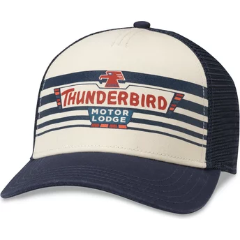 Biała i granatowa ciężarówkarska czapka snapback Thunderbird Motor Lodge Sinclair od American Needle
