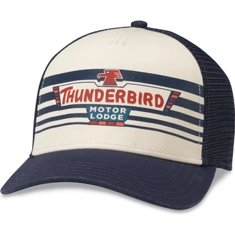 Czapka trucker biała i granatowa snapback Thunderbird Motor Lodge Sinclair American Needle