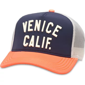 Granatowa, biała i pomarańczowa truckerka z daszkiem snapback Venice Beach California Riptide Valin od American Needle