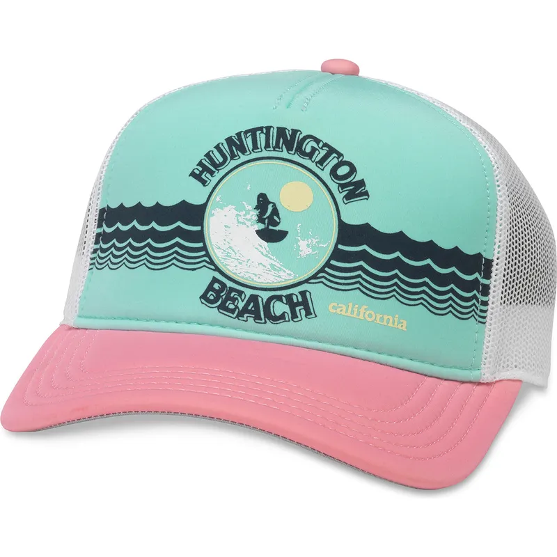 czapka-trucker-zielona-biala-i-rozowa-snapback-huntington-beach-california-riptide-valin-american-needle