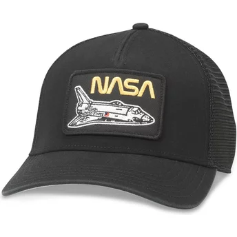 Czarna czapka trucker NASA z naszywką Valin z twillu, typu snapback od American Needle