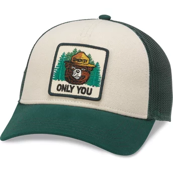 Beżowo-zielona czapka typu trucker snapback Smokey Bear Valin od American Needle