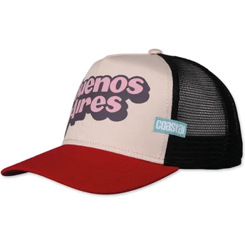 Czapka trucker beżowa i czerwona Buenos Aires HFT od Coastal