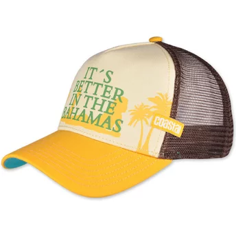 Żółto-brązowa czapka trucker It's Better In The Bahamas HFT od Coastal