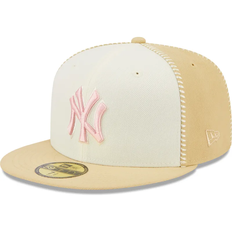czapki-plana-bezowy-dopasowany-rosa-59fifty-seam-stitch-new-york-yankees-mlb-new-era