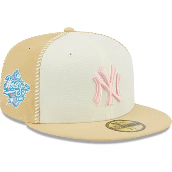 Beżowa, dopasowana czapka z daszkiem z różowym logo 59FIFTY Seam Stitch New York Yankees MLB od New Era