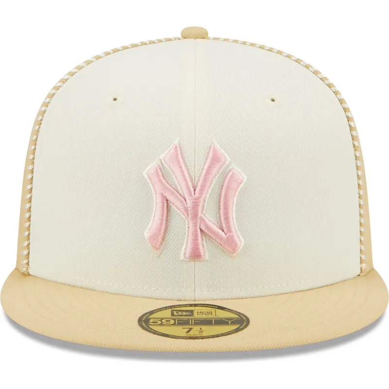 czapki-plana-bezowy-dopasowany-rosa-59fifty-seam-stitch-new-york-yankees-mlb-new-era