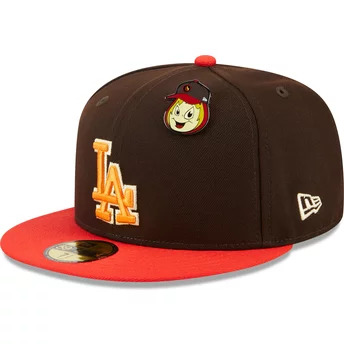 Brązowa i czerwona, regulowana czapka z daszkiem 59FIFTY The Elements Fire Pin Los Angeles Dodgers MLB od New Era