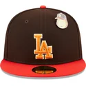 plaska-czapka-brazowo-czerwona-dopasowana-59fifty-the-elements-fire-pin-los-angeles-dodgers-mlb-new-era