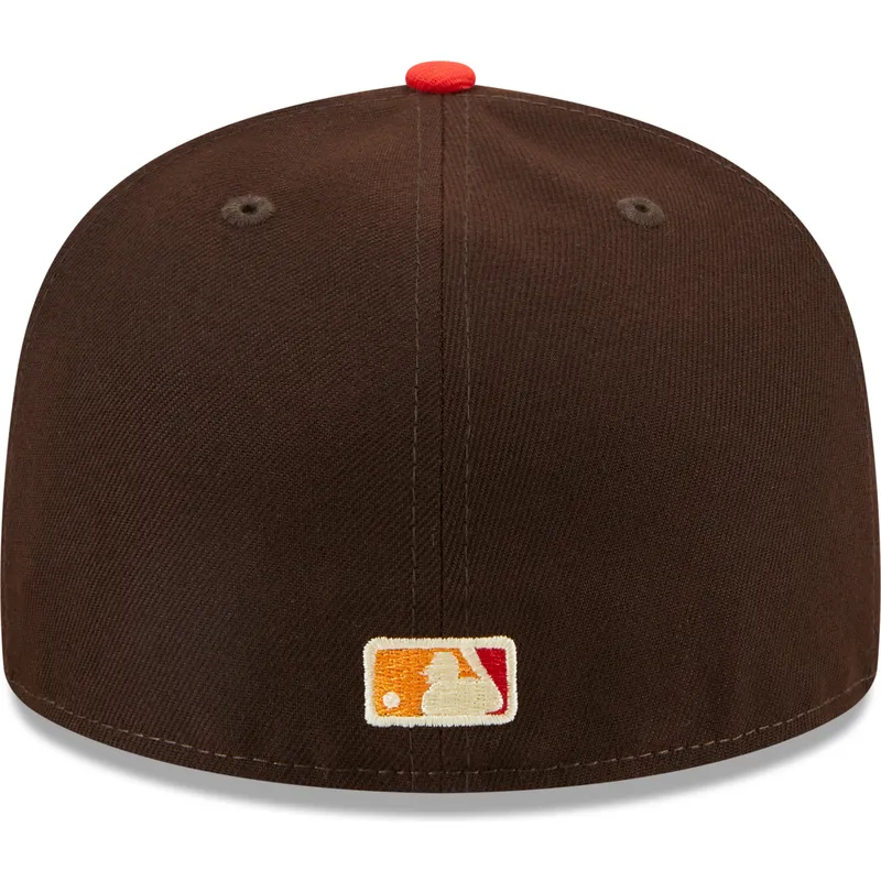 plaska-czapka-brazowo-czerwona-dopasowana-59fifty-the-elements-fire-pin-los-angeles-dodgers-mlb-new-era