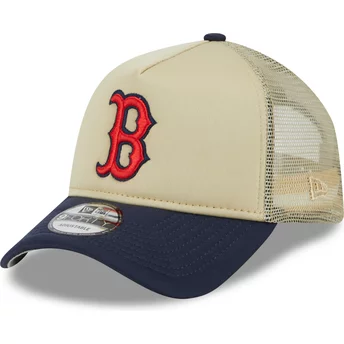 Beżowa i granatowa czapka trucker 9FORTY A Frame All Day Trucker Boston Red Sox MLB od New Era