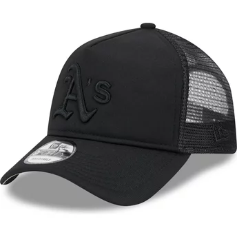 Czarna czapka typu trucker z czarnym logo 9FORTY A Frame All Day Trucker od Oakland Athletics MLB od New Era