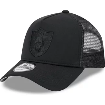 Czarna czapka trucker z czarnym logo 9FORTY A Frame All Day Trucker Las Vegas Raiders NFL od New Era