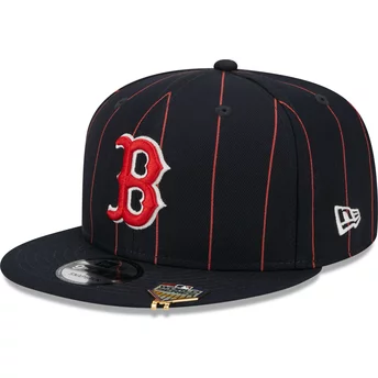 Granatowa, płaska czapka snapback 9FIFTY z prążkowanym daszkiem Boston Red Sox MLB od New Era