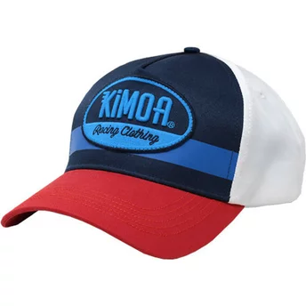 Niebieska, biała i czerwona regulowana czapka z zakrzywionym daszkiem Team Turbo od Kimoa