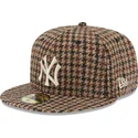 czapki-plana-brazowy-dopasowany-59fifty-harris-tweed-new-york-yankees-mlb-new-era