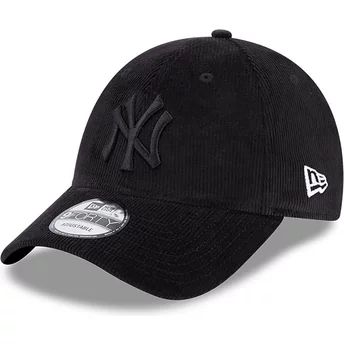 Czarna, regulowana czapka z czarnym logo 9FORTY Cord New York Yankees MLB od New Era