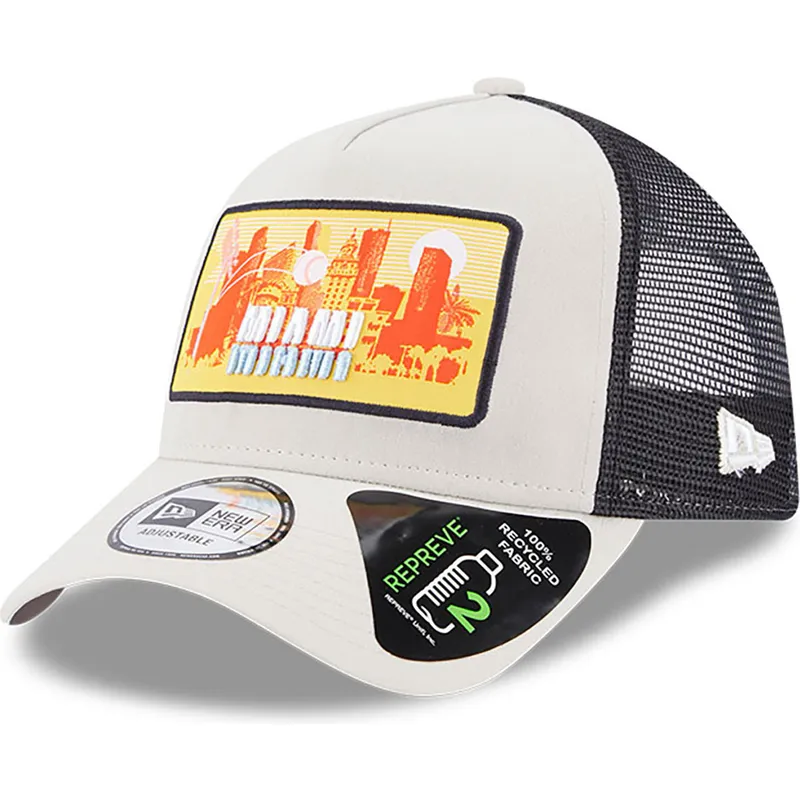 czapki-curva-bezowy-snapback-a-frame-repreve-license-plate-miami-new-era