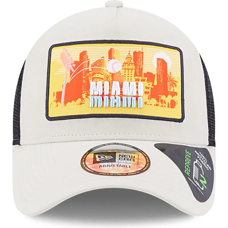 czapki-curva-bezowy-snapback-a-frame-repreve-license-plate-miami-new-era
