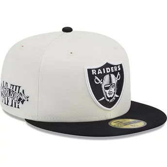 Biała i czarna regulowana czapka z daszkiem 59FIFTY Championships Las Vegas Raiders NFL od New Era