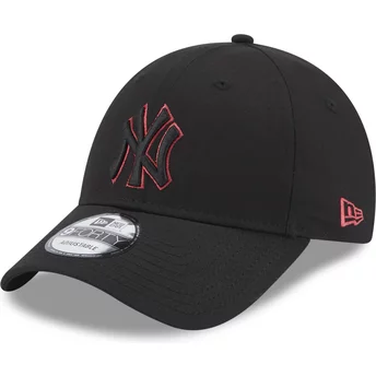 Czarna, regulowana czapka z daszkiem 9FORTY Team Outline od New York Yankees MLB od New Era