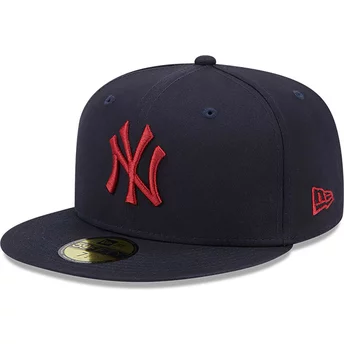 Granatowa, regulowana czapka z daszkiem 59FIFTY League Essential z czerwonym logo New York Yankees MLB od New Era