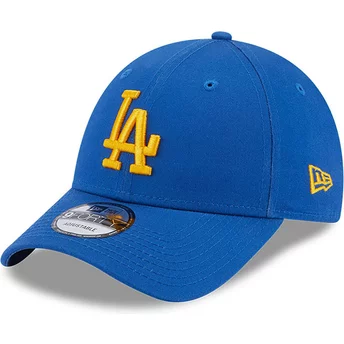 Niebieska, regulowana czapka z żółtym logo 9FORTY League Essential Los Angeles Dodgers MLB od New Era
