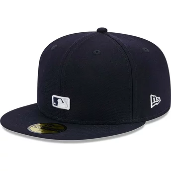 Granatowa, dopasowana czapka z płaskim daszkiem 59FIFTY z odwróconym logo New York Yankees MLB od New Era