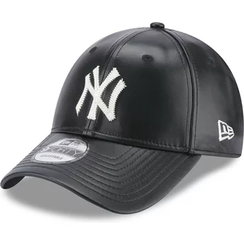 Czarna, regulowana czapka 9FORTY Leather z zakrzywionym daszkiem New York Yankees MLB od New Era