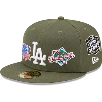 Zielona, regulowana czapka bejsbolówka 59FIFTY World Series Los Angeles Dodgers MLB od New Era