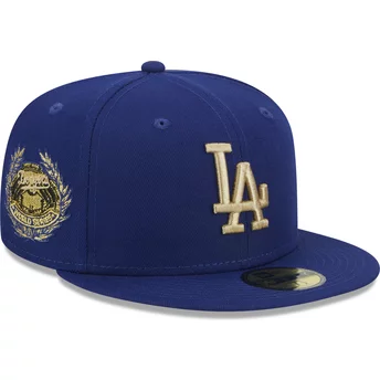 Niebieska, regulowana czapka z daszkiem 59FIFTY Laurel Sidepatch Los Angeles Dodgers MLB od New Era