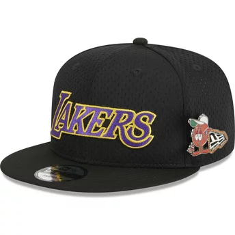 Czarna, płaska czapka snapback 9FIFTY Post-Up Pin Los Angeles Lakers NBA od New Era