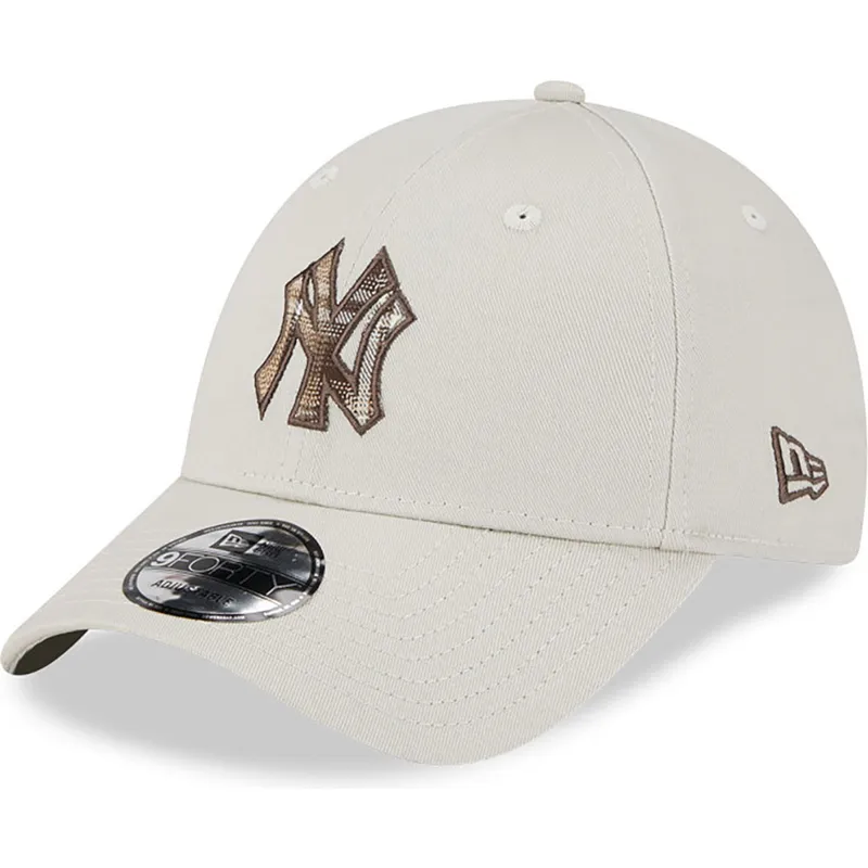 bezowa-regulowana-czapka-z-zakrzywionym-daszkiem-9forty-check-infill-new-york-yankees-mlb-new-era