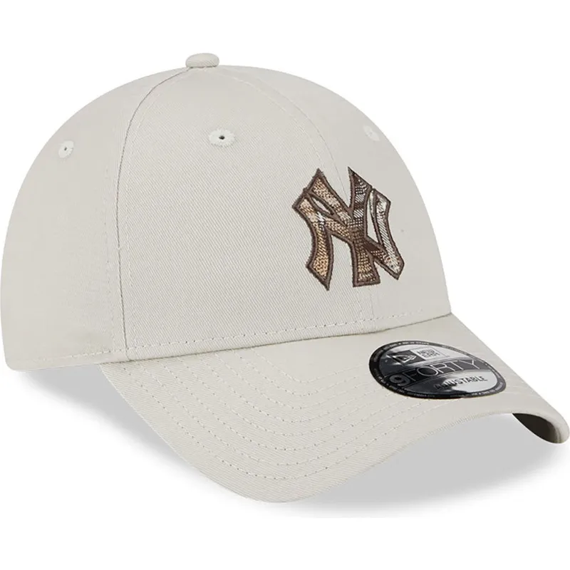 bezowa-regulowana-czapka-z-zakrzywionym-daszkiem-9forty-check-infill-new-york-yankees-mlb-new-era