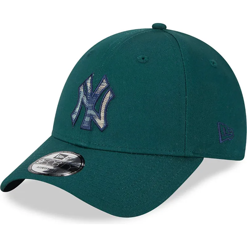 czapki-curva-zielony-tasma-regulowana-9forty-check-infill-new-york-yankees-mlb-new-era