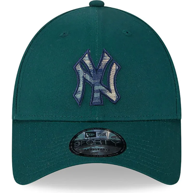 czapki-curva-zielony-tasma-regulowana-9forty-check-infill-new-york-yankees-mlb-new-era