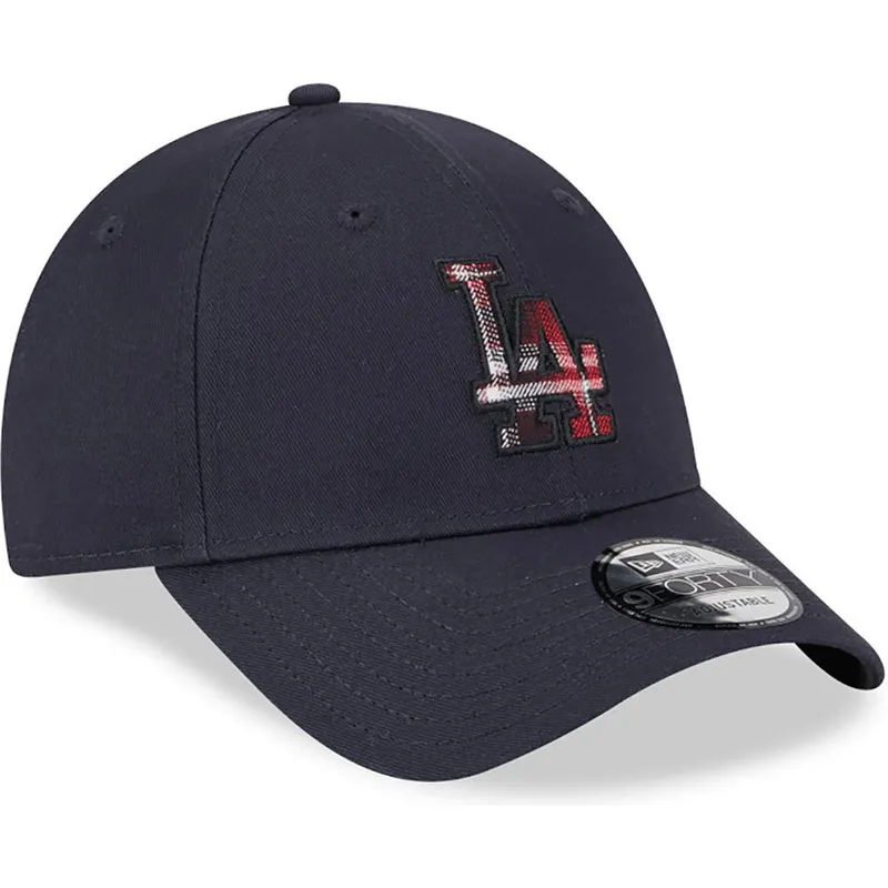 granatowa-zakrzywiona-czapka-z-regulacja-9forty-check-infill-los-angeles-dodgers-mlb-od-new-era