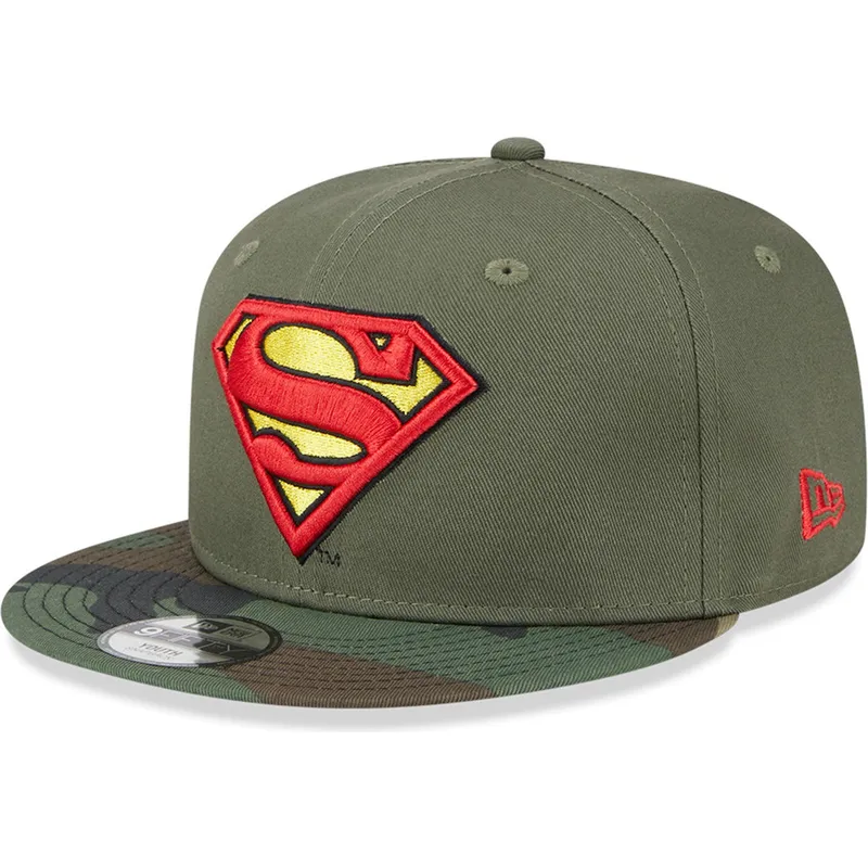 czapki-plana-zielony-snapback-dla-dziecka-camuflaje-9fifty-superman-dc-comics-new-era