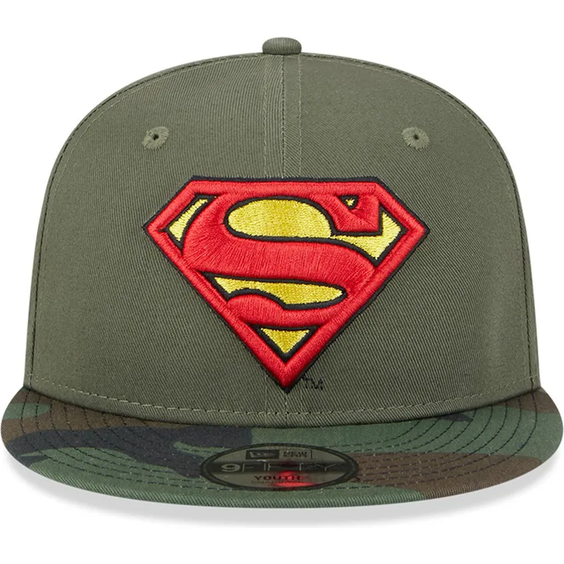 czapki-plana-zielony-snapback-dla-dziecka-camuflaje-9fifty-superman-dc-comics-new-era