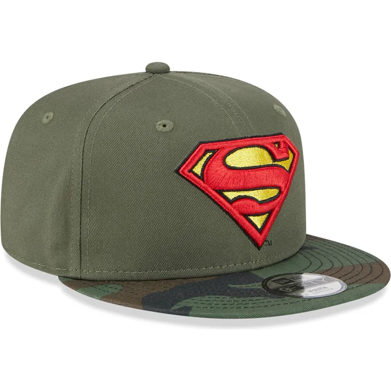 czapki-plana-zielony-snapback-dla-dziecka-camuflaje-9fifty-superman-dc-comics-new-era