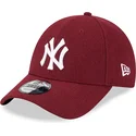 czapki-curva-czerwony-tasma-regulowana-9forty-essential-melton-wool-new-york-yankees-mlb-new-era