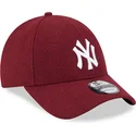 czapki-curva-czerwony-tasma-regulowana-9forty-essential-melton-wool-new-york-yankees-mlb-new-era