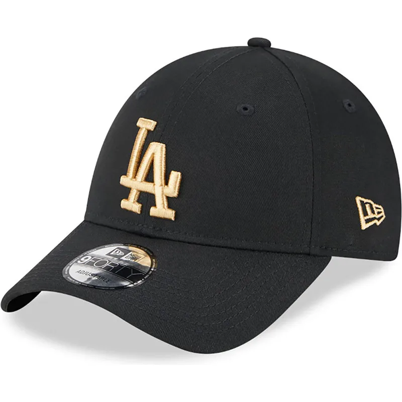 czapki-curva-czarny-tasma-regulowana-dorado-9forty-league-essential-los-angeles-dodgers-mlb-new-era