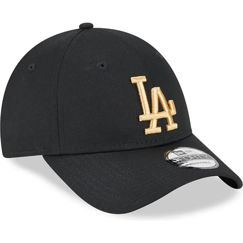czapki-curva-czarny-tasma-regulowana-dorado-9forty-league-essential-los-angeles-dodgers-mlb-new-era