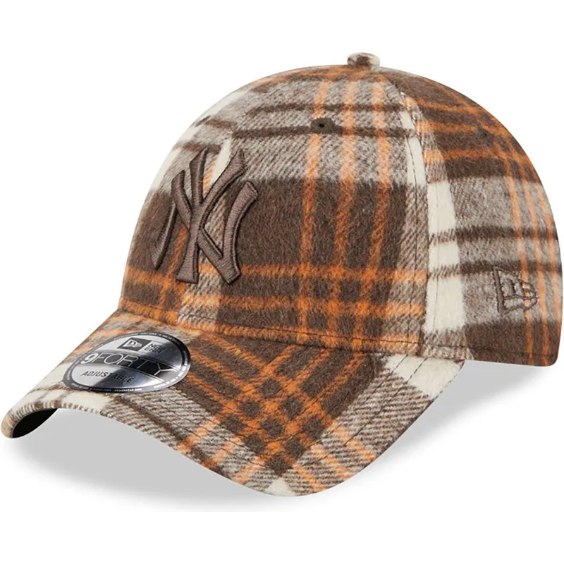czapki-curva-brazowy-tasma-regulowana-9forty-check-new-york-yankees-mlb-new-era