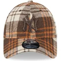 czapki-curva-brazowy-tasma-regulowana-9forty-check-new-york-yankees-mlb-new-era