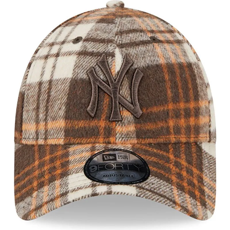 czapki-curva-brazowy-tasma-regulowana-9forty-check-new-york-yankees-mlb-new-era